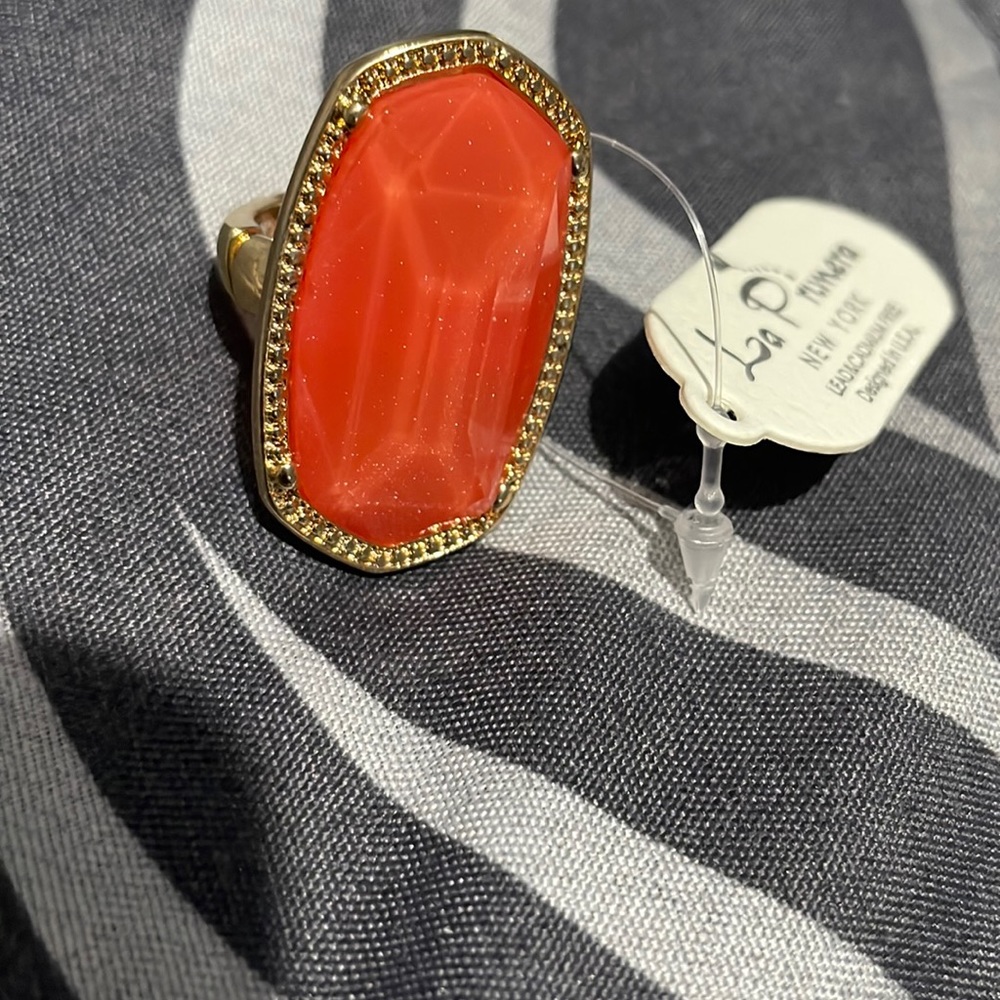 Gold plated and orange studded ring